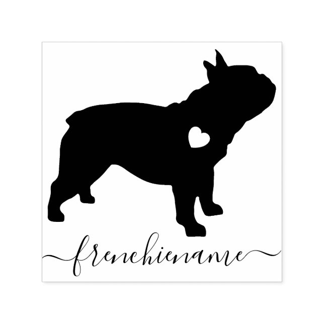 Sello Automático Bulldog Francés Elegante Negro (Diseño)