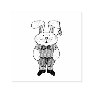 Sello Automático Bunny con una campana en el oído