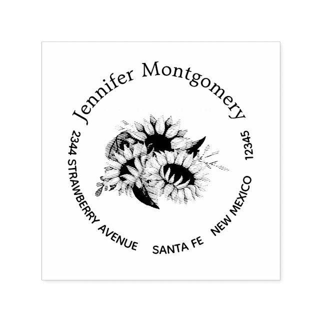 Sello Automático Buquete de girasol fresco y sumario (Diseño)