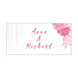 Sello Automático Burgundy & Gold Floral Wedding Invitation