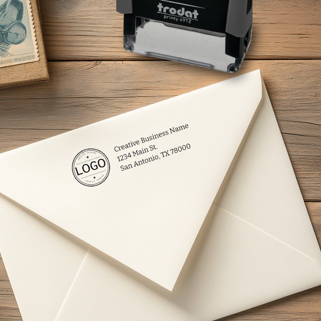 Sello Automático Business Logo Return Address (Custom Business Return Address Stamp with Logo)