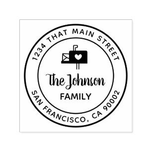 Sello Automático Buzón con corazón, dirección de retorno, redond