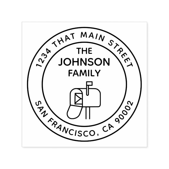 Sello Automático Buzón, dirección de devolución, redondo (Diseño)