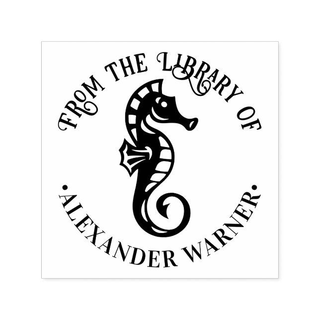 Sello Automático Caballito de mar lindo #4 Tema de la biblioteca de (Diseño)