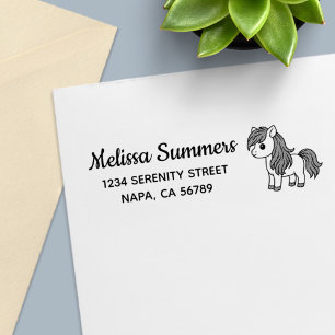 Sello Automático Caballo De Dibujos Animados Lindo Dirección De Ret