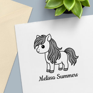 Sello Automático Caballo De Dibujos Animados Lindo Pony Nombre Pers