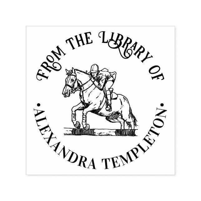 Sello Automático Caballo ecuestre #2 nombre del libro de la bibliot (Diseño)