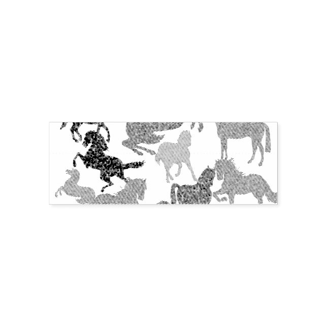 Sello Automático Caballos arco iris - "¡Tonto por caballos!" (Diseño)