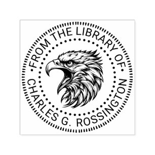 Sello Automático Cabeza de águila calva con nombre de libro de bibl