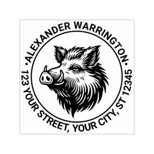 Sello Automático Cabeza de Jabalí Rústico Nombre Dirección de Devol