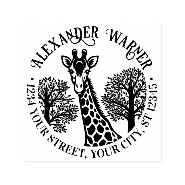 Sello Automático Cabeza de jirafa localizada número 3 Dirección de  (Diseño)