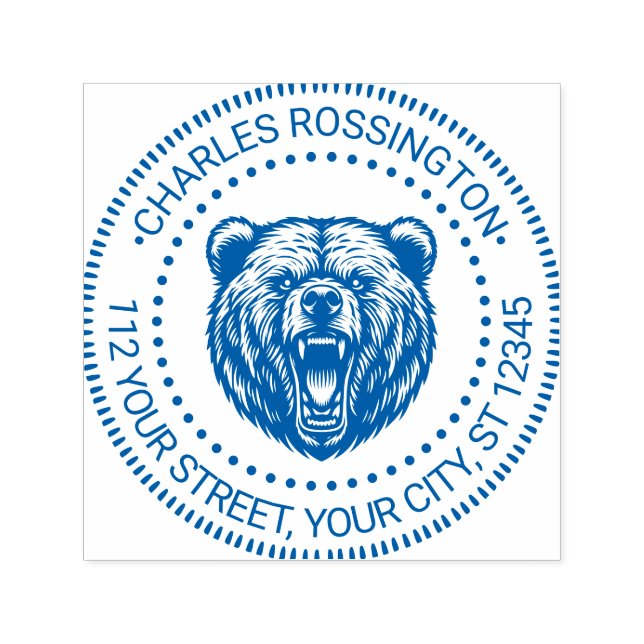 Sello Automático Cabeza de oso Dientes de Barrido #2 Nombre Direcci (Diseño)