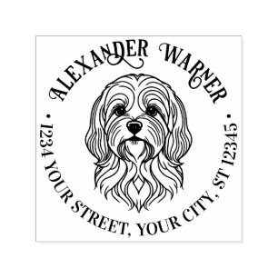 Sello Automático Cabeza de perro Lhasa Apso lindo Nombre Dirección