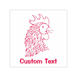 Sello Automático Cabeza de Rooster Rojo