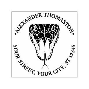 Sello Automático Cabeza de serpiente mostrando colmillos redondo no