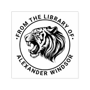 Sello Automático Cabeza de Tigre Enojado Mostrando Dientes Nombre d