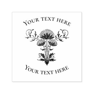 Sello Automático Cabezas de semilla de Dandelion botánica con texto