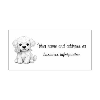 Sello Automático Cachorro Blanco con Flor