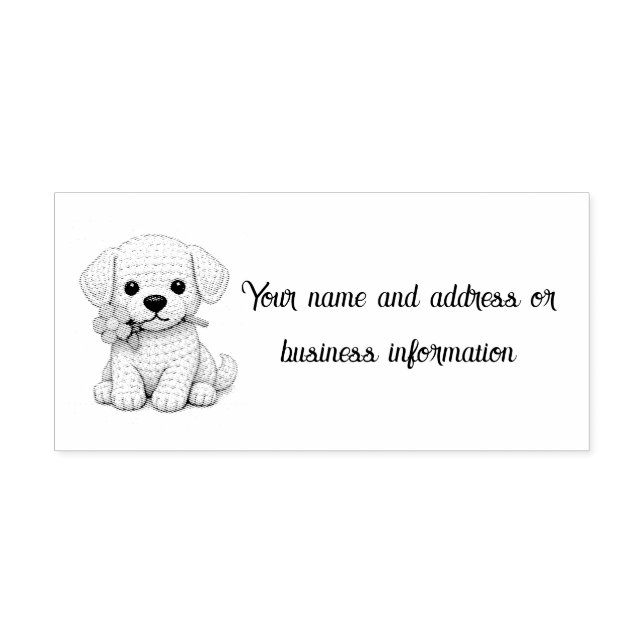 Sello Automático Cachorro Blanco con Flor (Diseño)