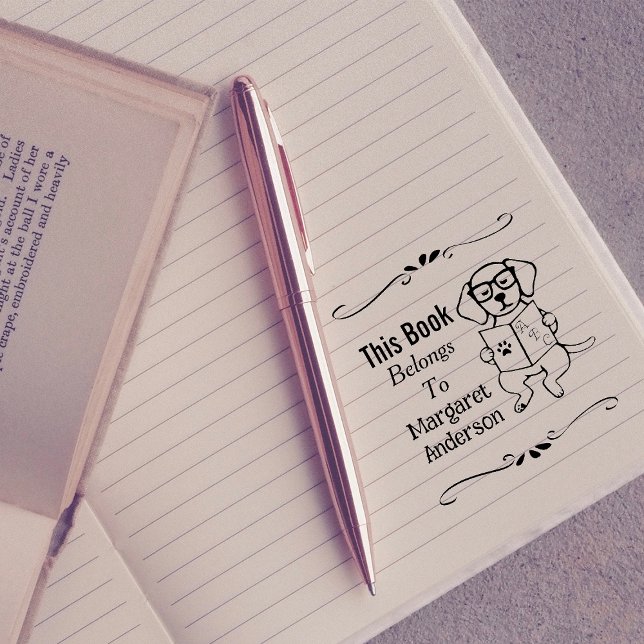 Sello Automático Cachorro de Labrador, Pertenece a, Biblioteca, Eti (Labrador Puppy Belongs To, Library, Book Label Self-inking Stamp for Book Lovers who own Labrador.)