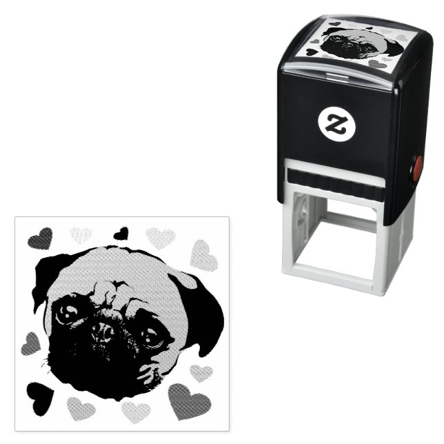 Sello Automático Cachorro Pug Puppy PopArt Estilo Retro (In Situ)