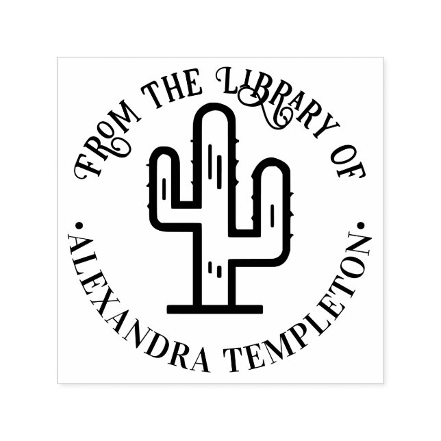 Sello Automático Cactus del desierto “De la biblioteca de” Nombre d (Diseño)
