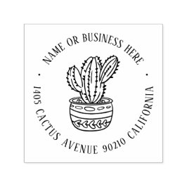 Sello Automático Cactus Succuls Garden Custom Name Return Address