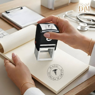 Sello Automático Caduceo Estetoscopio Doctor Asistente Médico Enfer