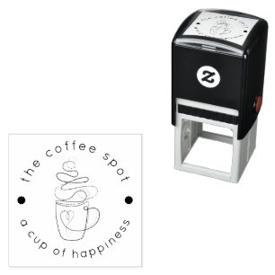 Sello Automático Cafetería personalizado Añadir su logotipo Minimal