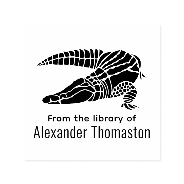 Sello Automático Caimán Lagarto De la Biblioteca de Ex Libris  (Diseño)