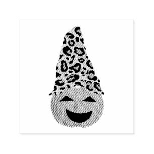 Sello Automático Calabaza Con Un Gorra De Leopardo