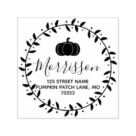 Sello Automático Calabaza de otoño y corona blanca personalizada