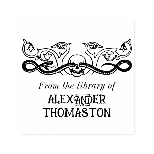 Sello Automático Calavera, Biblioteca Botánica de Serpientes Nombre (Diseño)