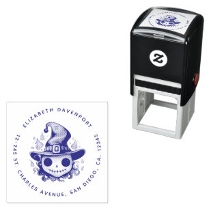 Sello Automático Calavera en sombrero de bruja Dirección caprichosa