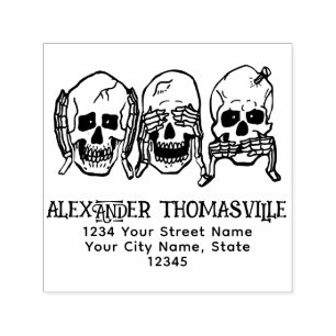 Sello Automático Calavera Gótica No Ver No Escuchar No Hablar Nombr