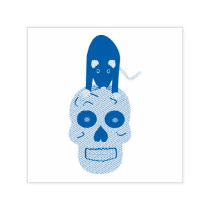 Sello Automático Calavera gótica y Rat Halloween