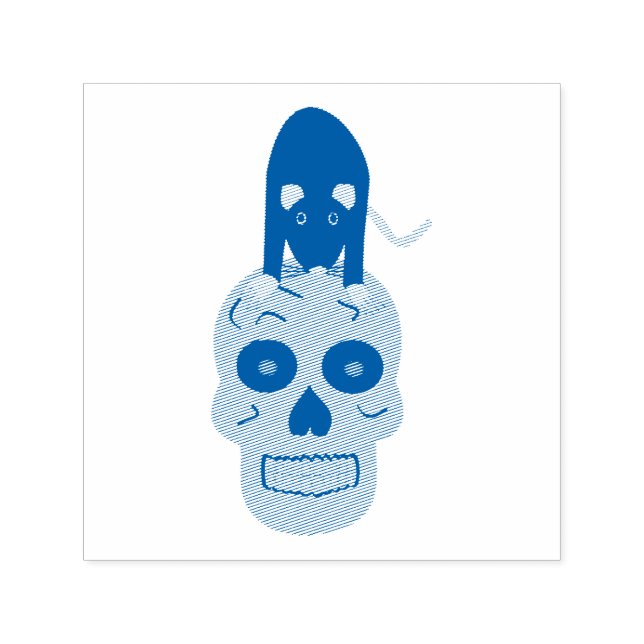 Sello Automático Calavera gótica y Rat Halloween (Diseño)