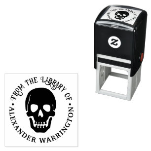 Sello Automático Calavera Humana Gótica "de la biblioteca de" Nombr