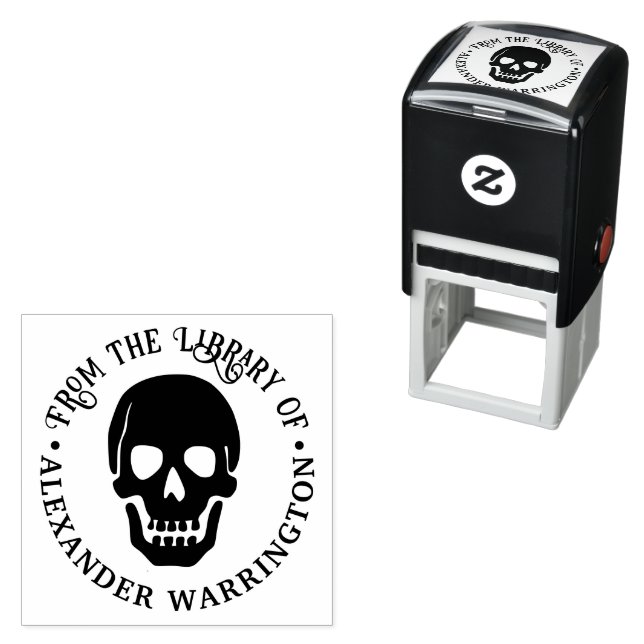 Sello Automático Calavera Humana Gótica "de la biblioteca de" Nombr (In Situ)