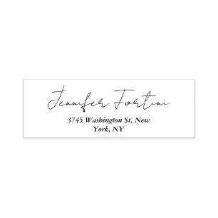 Sello Automático Caligrafía Elegante Negro y Blanco Sencillo Simple