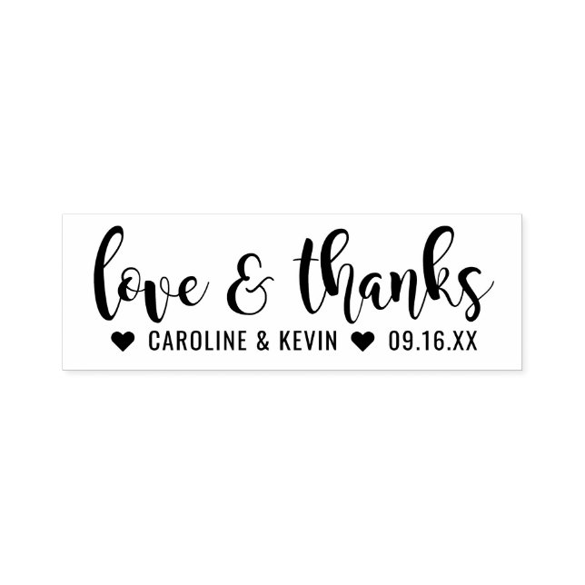 Sello Automático Caligrafía moderna de boda amor y gracias (Diseño)
