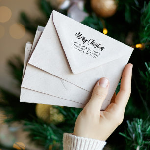 Sello Automático Caligrafía Sencilla Feliz Navidad Dirección de Ret