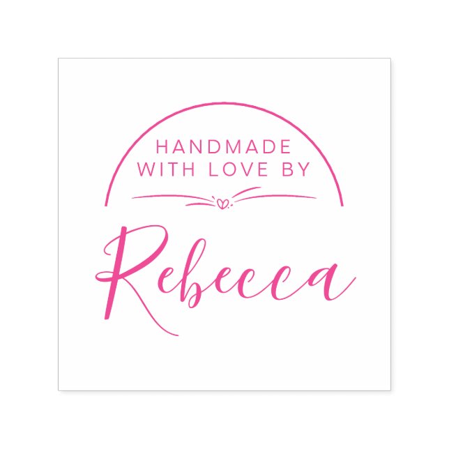 Sello Automático Calligrafía simple de fucsia hecha a mano con amor (Diseño)