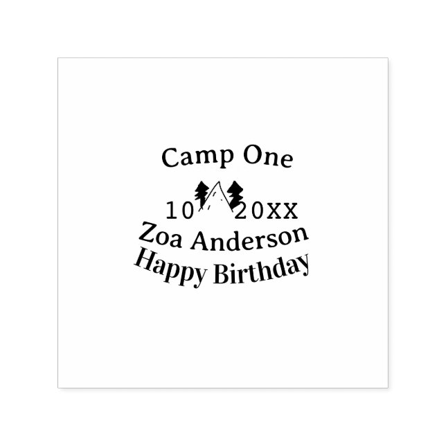 Sello Automático Camp one happy birthday name date campingadventure (Diseño)