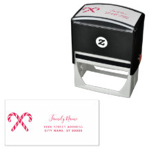 Candy Cane Return Address Self-inking Stamp