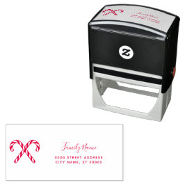Sello Automático Candy Cane Return Address Self-inking Stamp