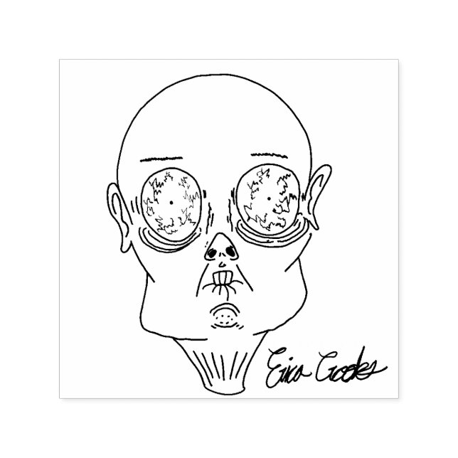 Sello Automático cara de dibujo animado divertida y asustada (Diseño)