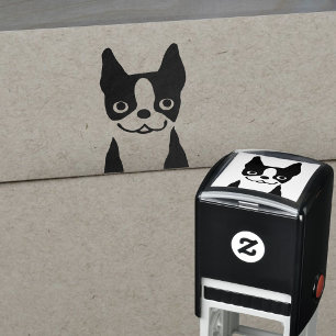 Sello Automático Cara de perro adorable de Boston
