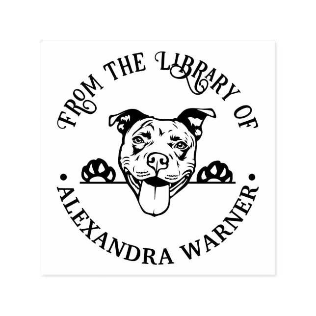 Sello Automático Cara de Pit Bull Terrier Perro Redondo Nombre del  (Diseño)
