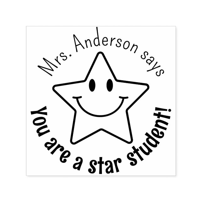 Sello Automático Cara de sonrisa personalizada estrella recompensa  (Diseño)